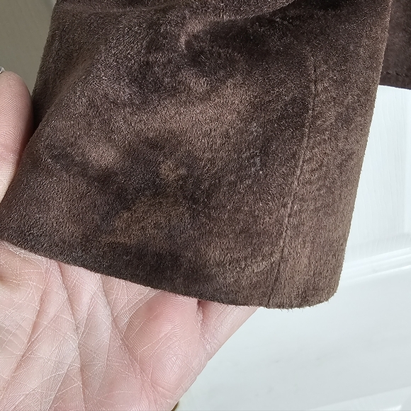 Women's I.E 100% SUEDE LEATHER  Blazer Size M Brown - Picture 11 of 11